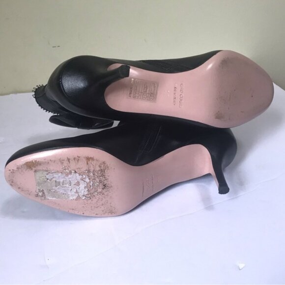 RED Valentino Bow Leather Ankle Booties Kitten Heels Almond Toe Zip Shoes Boots - Picture 11 of 16